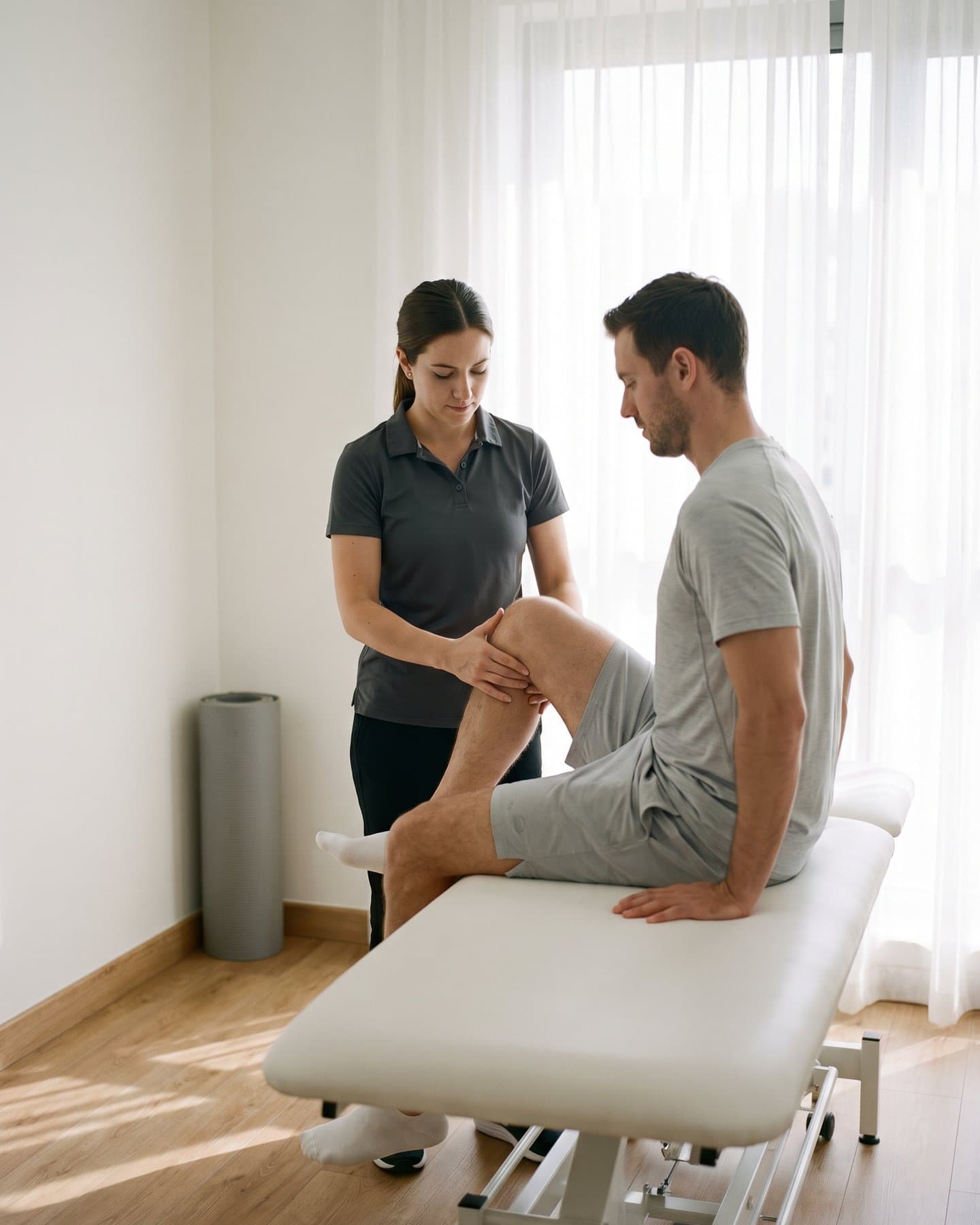 Physiotherapist treating a patient's knee